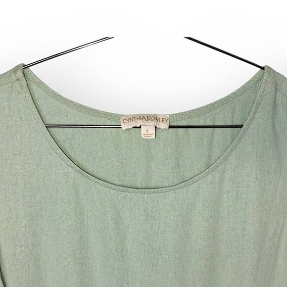 Cynthia Rowley Midi Sz L Tropical Sea Green High Low Linen Sleeveless Classicore - Picture 9 of 9